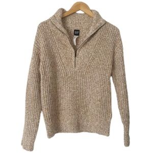 GAP Women's Beige Knit Half-Zip Sweater